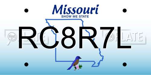 RC8R7L Missouri License Plate