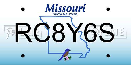 RC8Y6S Missouri License Plate