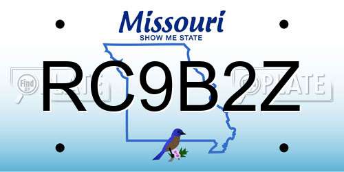 RC9B2Z Missouri License Plate