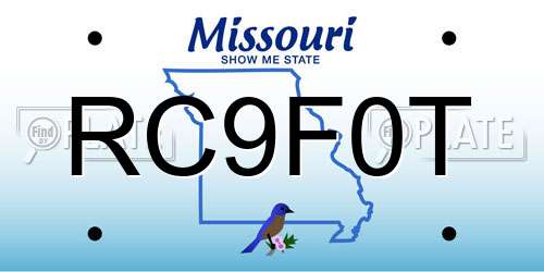RC9F0T Missouri License Plate