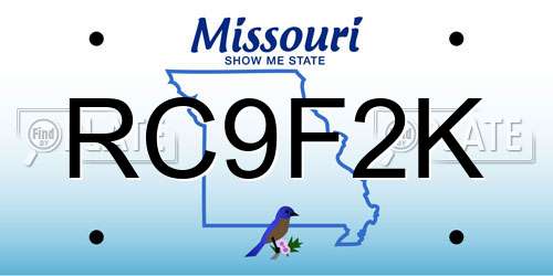 RC9F2K Missouri License Plate