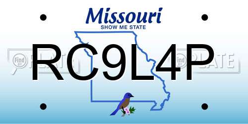 RC9L4P Missouri License Plate