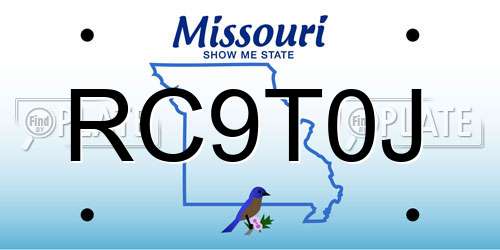 RC9T0J Missouri License Plate