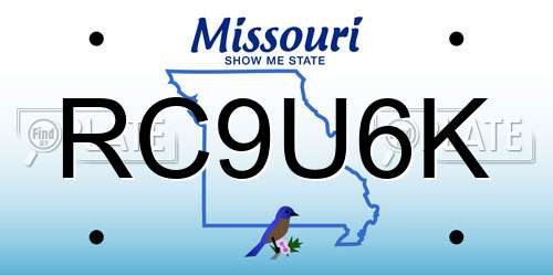 RC9U6K Missouri License Plate