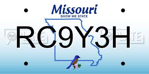 RC9Y3H Missouri License Plate