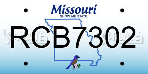 RCB7302 Missouri License Plate