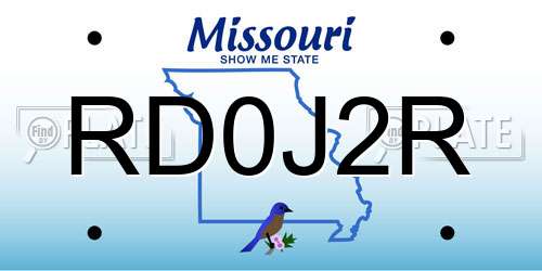 RD0J2R Missouri License Plate