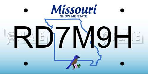 RD7M9H Missouri License Plate