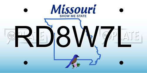 RD8W7L Missouri License Plate