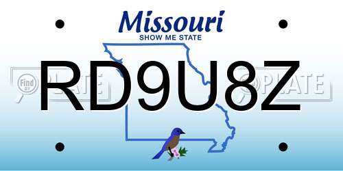 RD9U8Z Missouri License Plate