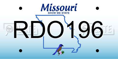 RDO196 Missouri License Plate