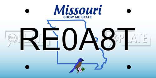 RE0A8T Missouri License Plate