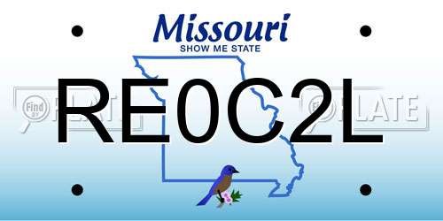 RE0C2L Missouri License Plate