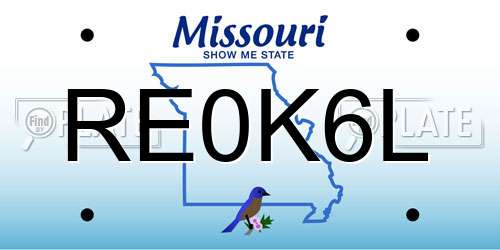 RE0K6L Missouri License Plate