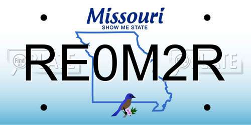 RE0M2R Missouri License Plate