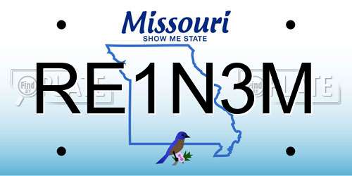 RE1N3M Missouri License Plate