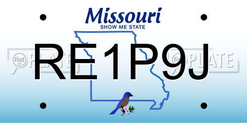 RE1P9J Missouri License Plate