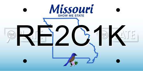 RE2C1K Missouri License Plate