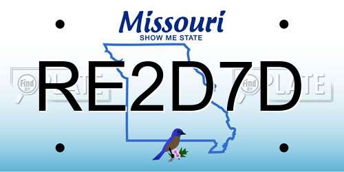 RE2D7D Missouri License Plate