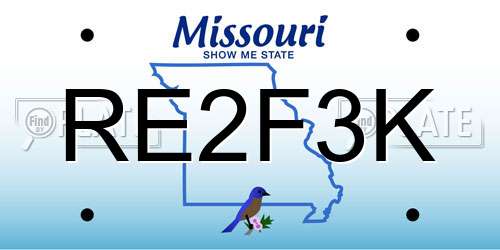 RE2F3K Missouri License Plate