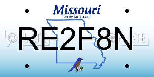 RE2F8N Missouri License Plate