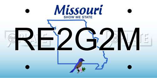 RE2G2M Missouri License Plate