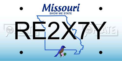 RE2X7Y Missouri License Plate