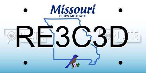 RE3C3D Missouri License Plate