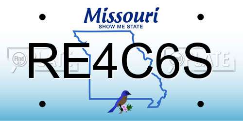 RE4C6S Missouri License Plate