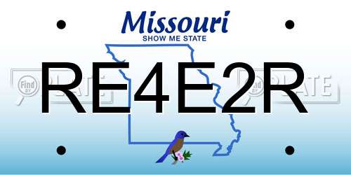RE4E2R Missouri License Plate
