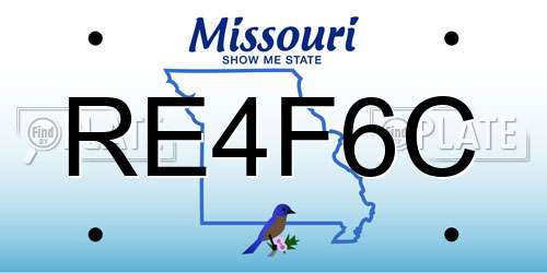 RE4F6C Missouri License Plate