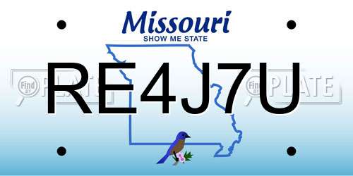 RE4J7U Missouri License Plate