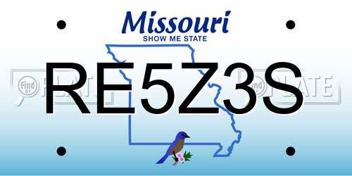 RE5Z3S Missouri License Plate