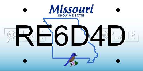 RE6D4D Missouri License Plate