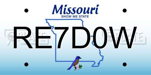 RE7D0W Missouri License Plate