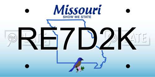 RE7D2K Missouri License Plate