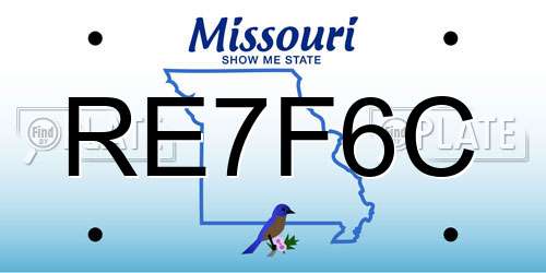 RE7F6C Missouri License Plate
