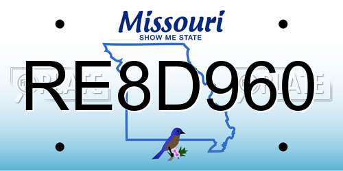 RE8D960 Missouri License Plate