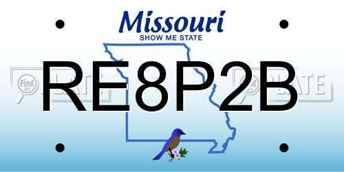 RE8P2B Missouri License Plate