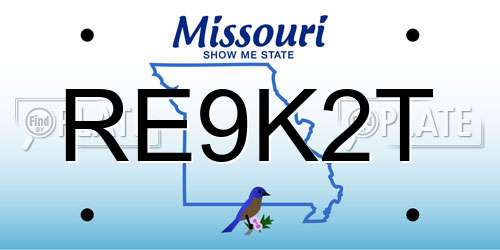 RE9K2T Missouri License Plate
