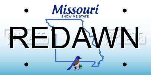 REDAWN Missouri License Plate