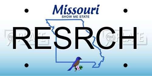 RESRCH Missouri License Plate