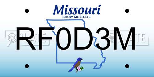 RF0D3M Missouri License Plate