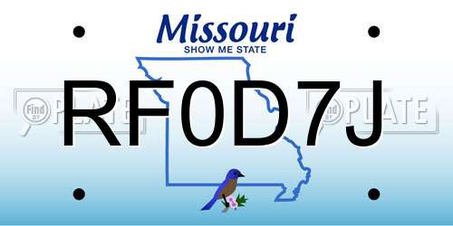 RF0D7J Missouri License Plate