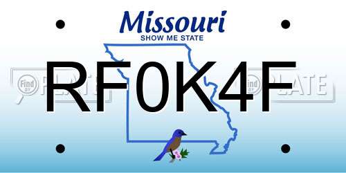 RF0K4F Missouri License Plate