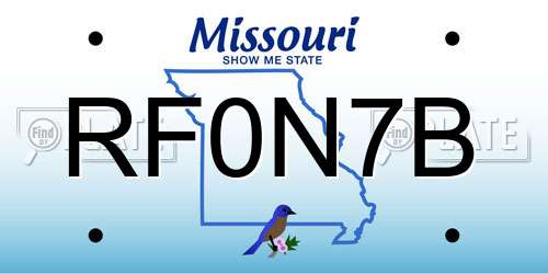 RF0N7B Missouri License Plate
