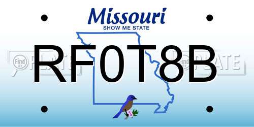 RF0T8B Missouri License Plate