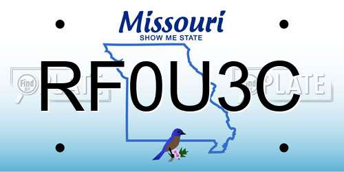 RF0U3C Missouri License Plate