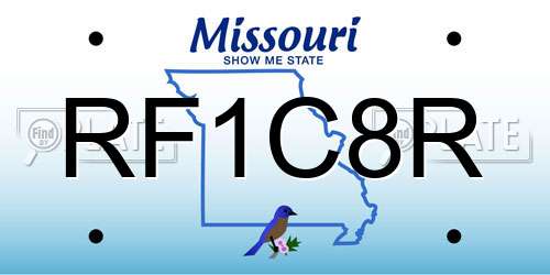 RF1C8R Missouri License Plate