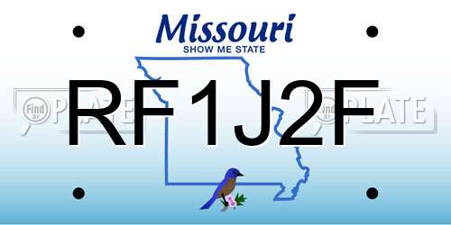 RF1J2F Missouri License Plate